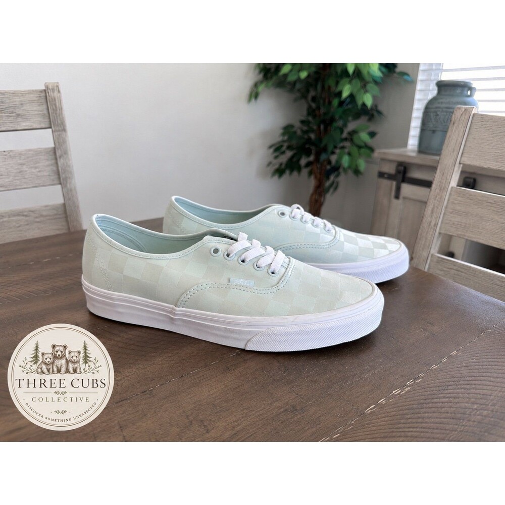 Vans Authentic Checkerboard Satin Mint Sneakers Men 10 Women 11.5 NWOT